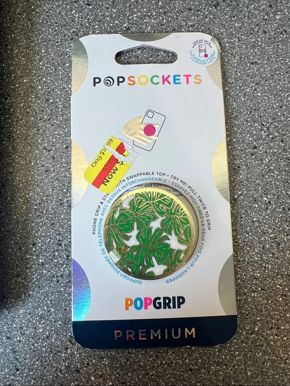 PopSockets PopGrip Premium Gold & Green Tropical Leaf Phone Grip